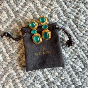 Julie Vos Gold and Teal Earrings